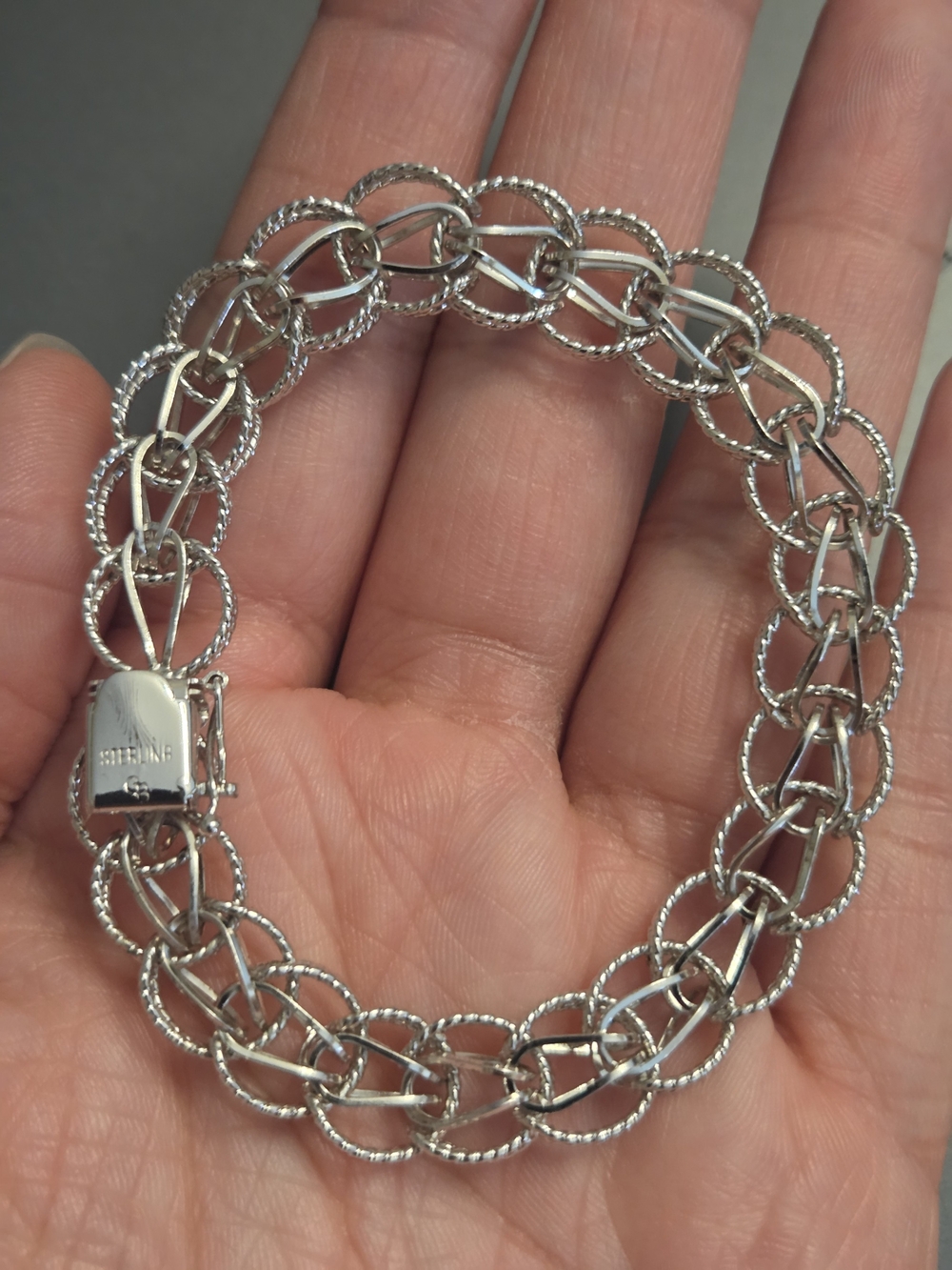 Silver Braided Link Bracelet - Silver Charm Bracelet